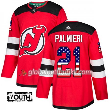 New Jersey Devils Hockeydrakt Kyle Palmieri 21 2017-2018 USA Flag Fashion Svart Adidas Authentic - Barn